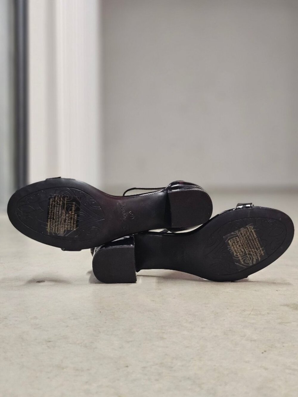 Black Ankle Strap Block Heel Sandals - Picture 10 of 13